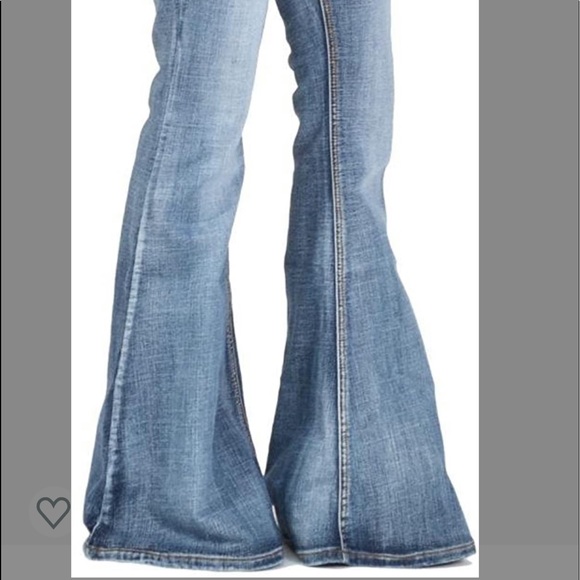 Vintage Denim look,with 14 in flare bottom, mid-rise,32in inseam.60s,70s look - Picture 9 of 10